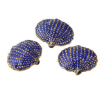 Hollow enameled shell bead. Royal blue and gold. 20x17mm. Pkg.2. b2-498
