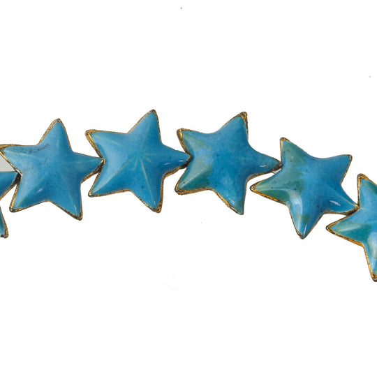Hollow blue enamel stars with gold edges. 16x6mm. Package of 2.  b2-926