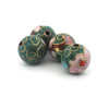 Green cloisonne flower bead. 10mm. Pkg 4. b2-929