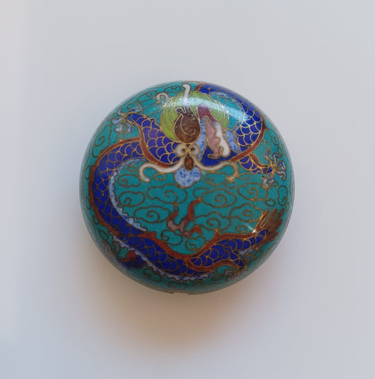 Rare vintage Miriam Haskell style cloisonné  hollow disk bead.  50x20mm  Dragon & Phoenix. b2-941)