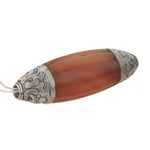 Old Tibetan agate melon bead, silver repoussé caps. , Pkg 1. b4-car403