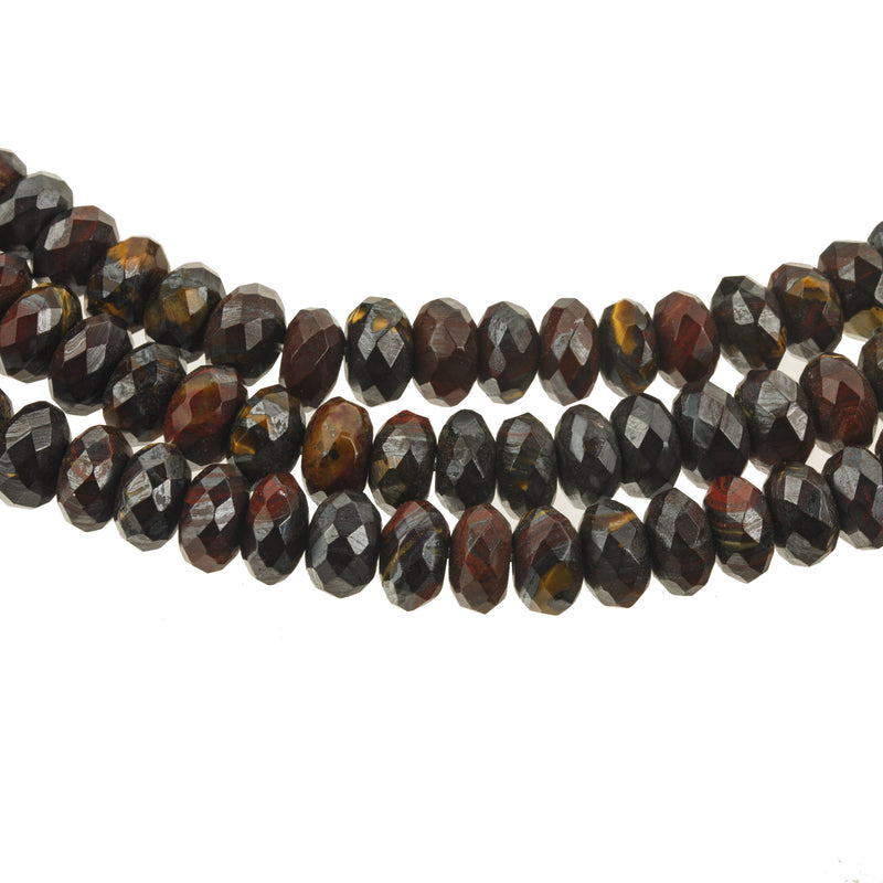 Pietersite Faceted beads,  hand cut. approx. 4.5x7.5mm, 1 - 15" Str. b4-pie104