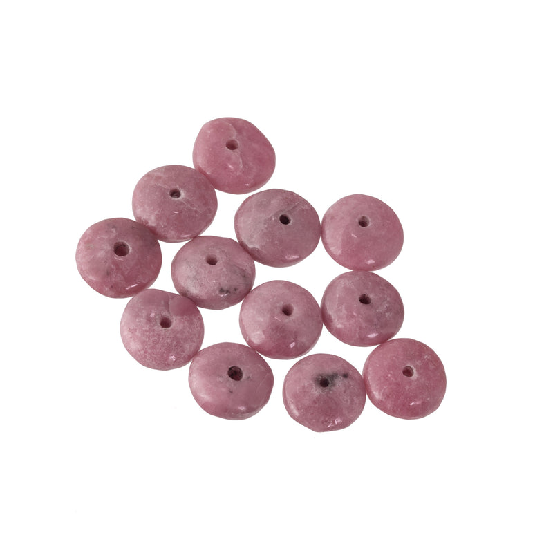 Rhodonite saucer beads, 4x9mm. Vintage exceptional quality 1980s. 8 in. strand. b4-rho429