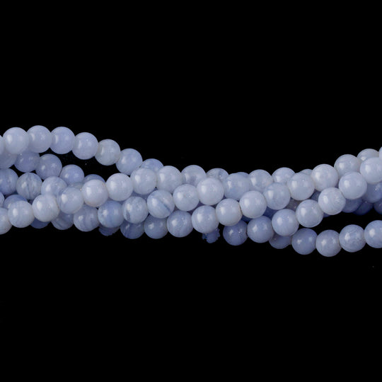 AA natural blue lace agate beads. 4mm. Vintage stock 1980s. 15.5 inch strand. b4-aga270