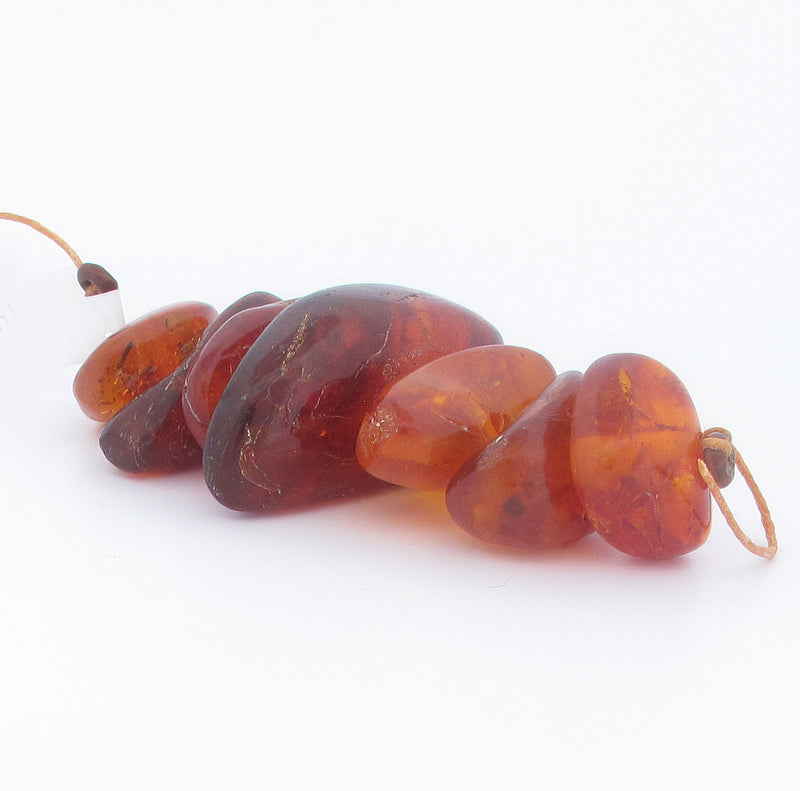 Antique Baltic amber free form beads. 7 beads, 1 str.  b4-amb122