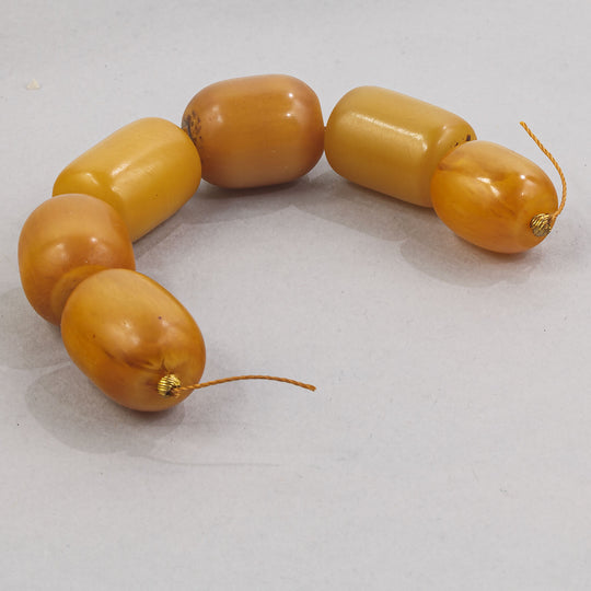 5"strand of 6 cylindrical Phenolic resin "African Amber" beads from the African trade.  b4-amb144 (Copy)