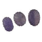 Vintage Floral Carved Amethyst Beads, gemstone quality, oval. Cts. 17.5 - 22.5cts. Pkg 1. 1970s. b4-ame241