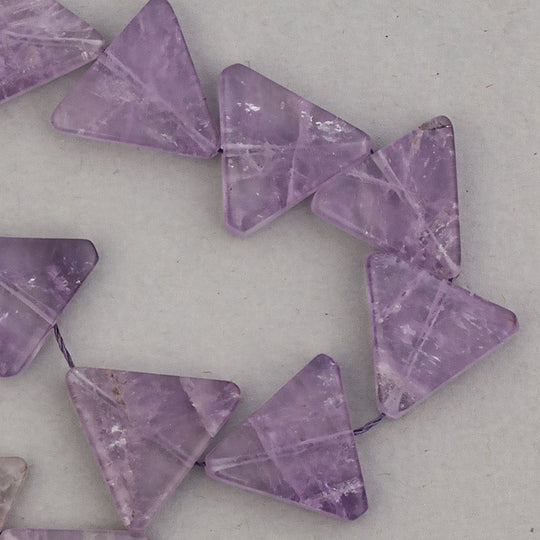 Vintage Amethyst flat triangle beads. 16x18mm. 8" strand of 13. b4-ame247
