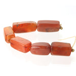 Antique Carnelian rectangular trade beads. From India toAfrica.  Early 20th C.  6 beads, 19-26mm  b4-car394