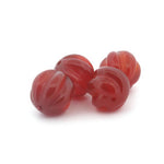 Carnelian carved swirled melon bead.  12mm. Pkg 2. b4-car396