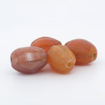 Antique Tibetan carved carnelian oval melon beads.  19-20mm. Pkg 4. b4-car401