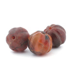 Antique Tibetan carved carnelian agate  melon beads.  18-19.5mm. Pkg 3. b4-car402