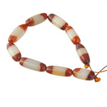 Red Carnelian and White Agate striped oval beads.1 Str of 9 beads. b4-car415