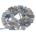 Natural Blue Chalcedony strand, 18 rectangular, 18 disk shaped beads. 1 Str. b4-cha124