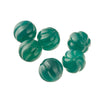 Green Chalcedony carved melon beads. 10mm. Vintage stock 1980s. Pkg 4. B4-cha128