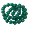 Green Chalcedony carved melon beads. 10mm. Vintage stock 1980s. Pkg 4. B4-cha128