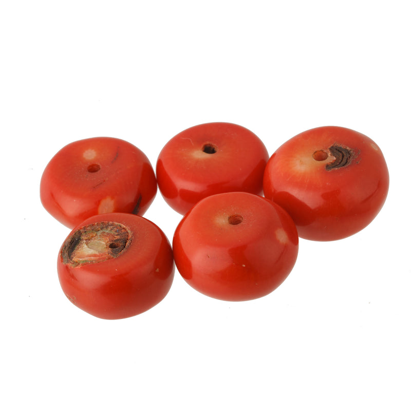 Vinatge Coral disk beads, 12-15mm x 5-8mm x 0 .5-1.5 mm. 1 pc.