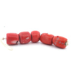 Large Coral beads from the African trade, 14.5-21mm x 16-18mm, 44.62 grams. 5 beads, 1 strand.  b4-cor456