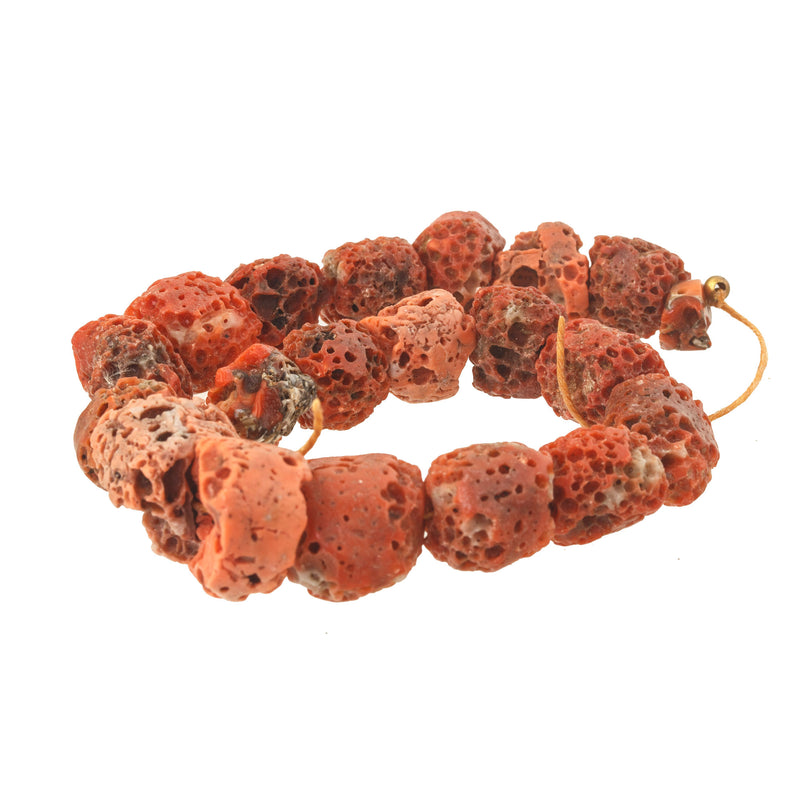 Antique Natural Mediterranean Coral Beads. 20 beads, 1 Str. b4-cor460