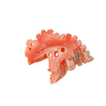 Salmon Pink Coral Cabochon carved floral design, natural, untreated.  b4-cor466