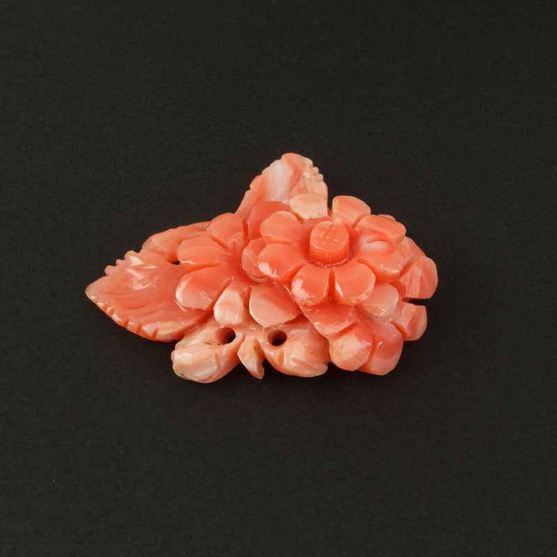 Salmon and Pink Coral Cabochon carved floral design, natural, untreated.  b4-cor477
