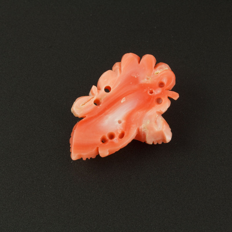 Salmon and Pink Coral Cabochon carved floral design, natural, untreated.  b4-cor477