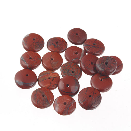 Red Jasper Rondelles, natural color, 9x4mm beads. Pkg. 20, b4-jas290