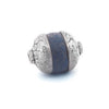 Antique Tibetan carved lapis bead with repousse sterling silver caps. 22-24x16-18mm. Pkg 1. b4-lap294