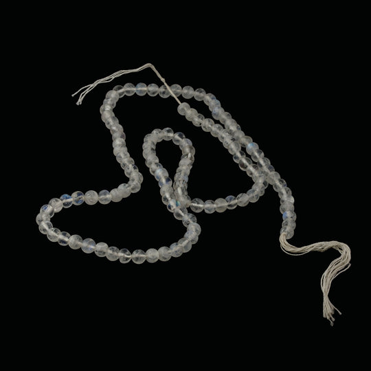 Vintage 15" strand of untreated AB quality blue moonstone 3.5mm beads. 1980's.  b4-moo222