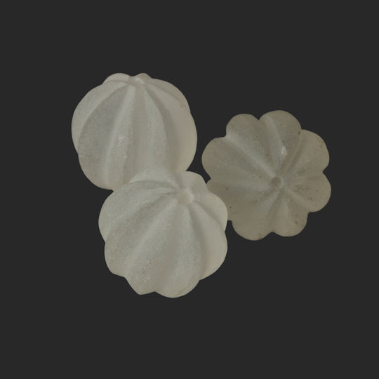 Carved Quartz Melon Rounds with matt finish. 14mm. Pkg of 2. b4-qua373