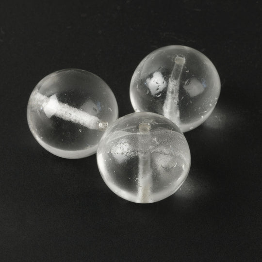 Clear Quartz Crystal round bead, 15mm,  Pkg of 1. b4-qua376