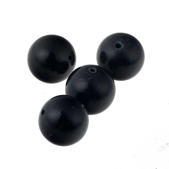 Black Serpentine "Arizona Jade" Round Beads, 14mm, Pkg. 4, b4-ser514