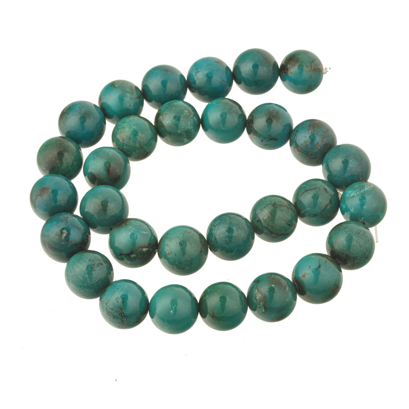 Genuine natural african "Turquoise" , 14mm smooth round beads.15.5 in. strand. b4-tur497