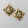 Vintage West German Gold Siamese dancer glass intaglio charm.   Pkg of 2. B5-0130-3pd