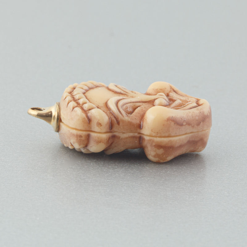 Comedy Laughing Face pendant bead. Painted acrylic. 1950s. 15x20mm. Pkg 2. b5-534pd