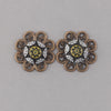 Vintage West German pressed glass mosaic  charm.  15mm. Pkg4. b5-551pd