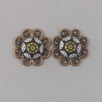 Vintage West German pressed glass mosaic  charm.  15mm. Pkg4. b5-551pd