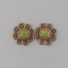 Vintage West German pressed glass mosaic  charm.  15mm. Pkg4. b5-552pd