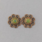 Vintage West German pressed glass mosaic  charm.  15mm. Pkg4. b5-552pd