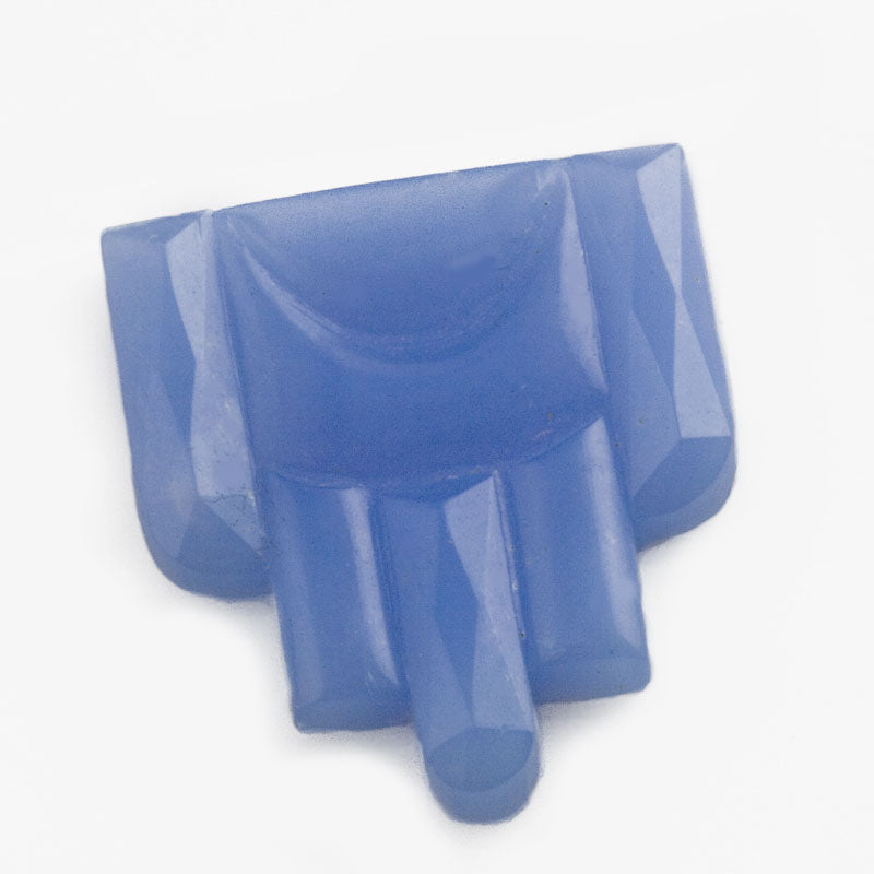 Art Deco Geometric and Banner Cabochon, Dellarobia blue glass. Pkg of 2. b5-788