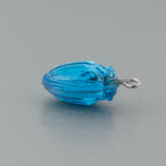 Vintage aquamarine blue foiled glass scarab pendant. 15x12x8mm. 1 pair.  b5-825pd