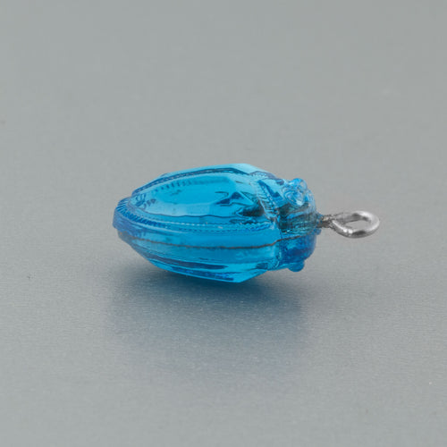 Vintage aquamarine blue foiled glass scarab pendant. 15x12x8mm. 1 pair.  b5-825pd
