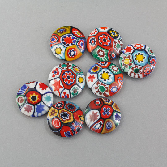 Vintage Italian millefiori cabochon. Murano Moretti studio.  21mm.  Pkg2.  b5-865