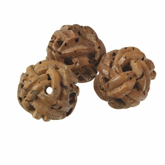 Carved Endless Knot seed/fruit pit bead. 11.5-12.5mm. b7-wo358
