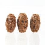 Carved Fruit Pit Hedaio Bead, with birds and landscapes. Chinese. Pkg 1. b7-wo357