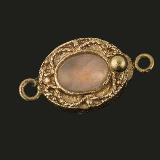 Goldwash vermeil sterling silver filigree clasp Rose Quartz cabochon.14x10mm Pkg of 1. b8-384