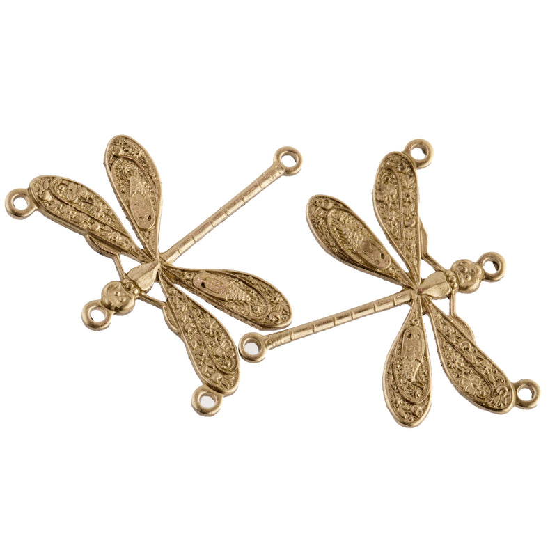 Fancy embossed dragonfly connector. 24mm Pkg. of 4. b9-0620a