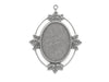 Sterling silver plated brass frame setting for 19x13mm cabochon. 1 ring. Pkg of 1