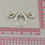 Art Nouveau design, high quality stamped silver plated brass connector. 22 x 30mm. Sold individually. b9-0844s