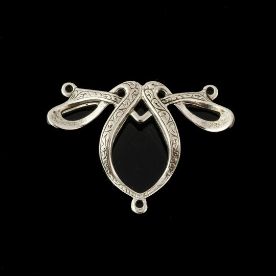 Art Nouveau design, high quality stamped silver plated brass connector. 22 x 30mm. Sold individually. b9-0844s